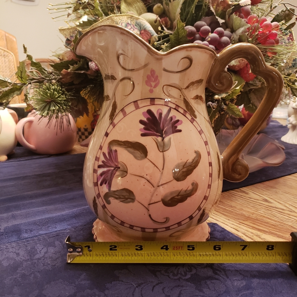 222 Fitth lbiza Flowers Pottery Large Pitcher - Picture 5 of 14